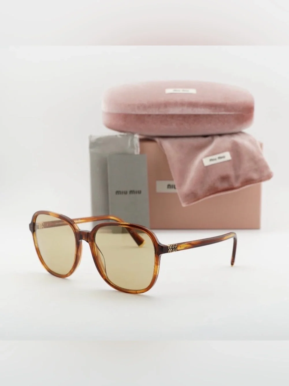 Miu Miu Oversized Square Sunglasses - Havana/ Yellow